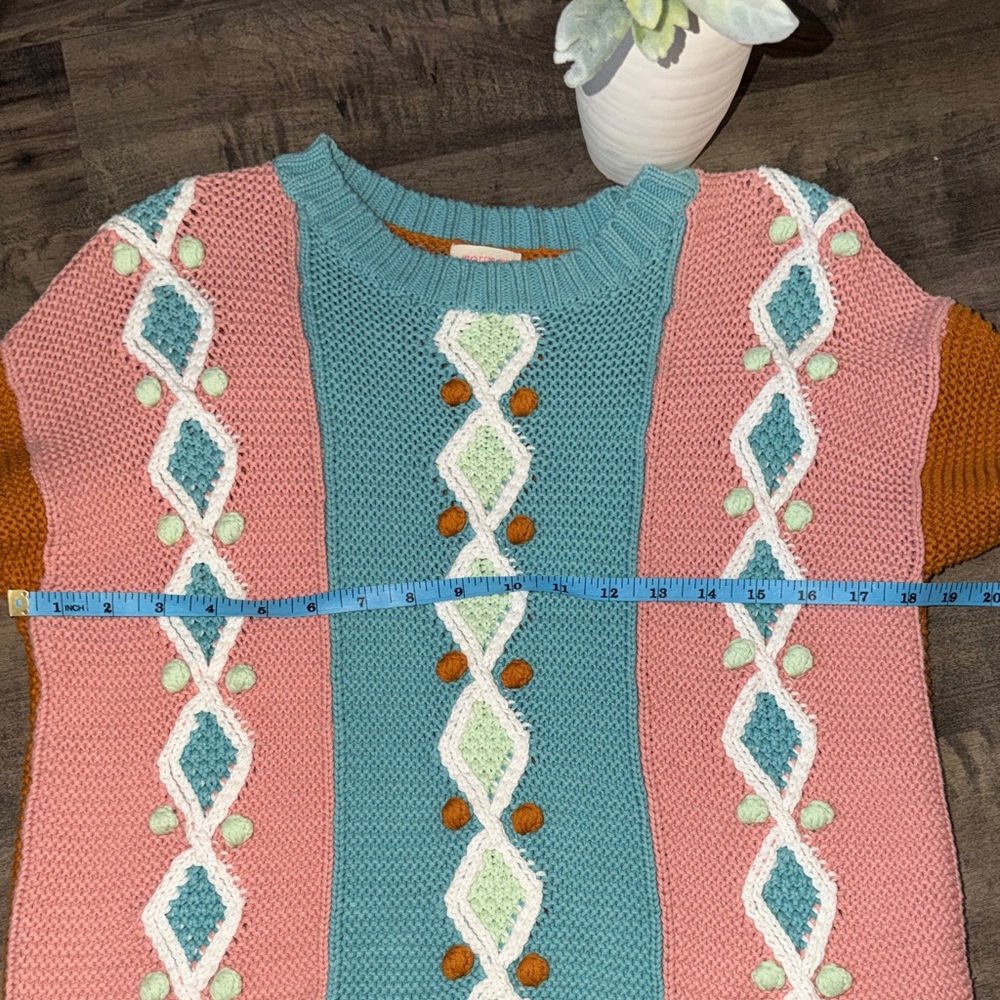 Gorman Pink and Blue Knit Sweater with Geometric Pattern - Picture 7 of 8
